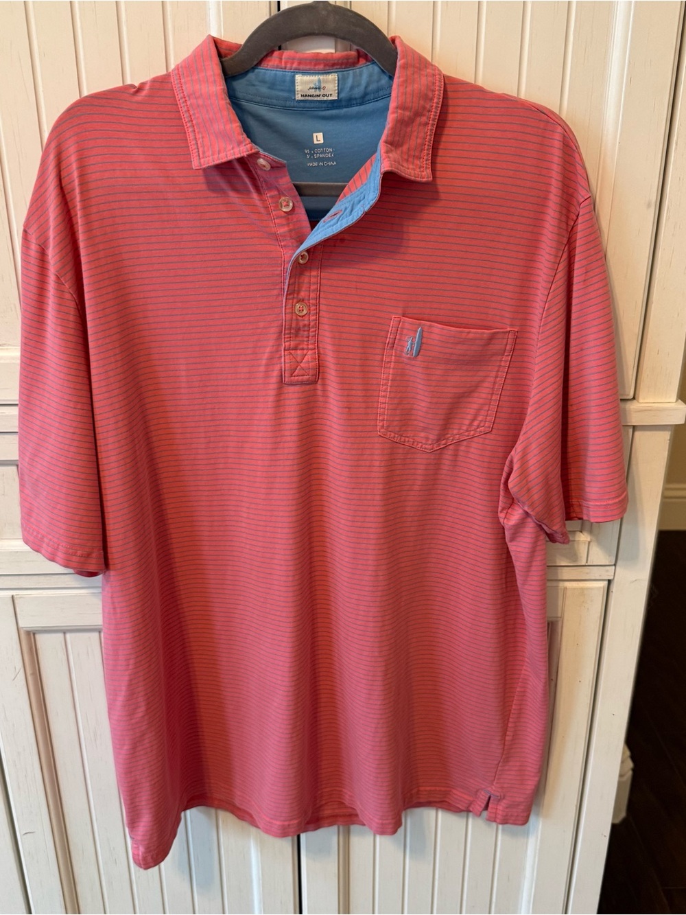 johnnie-O Coral Striped Performance Polo